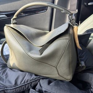 Loewe Khaki Puzzle Leather Shoulder Bag